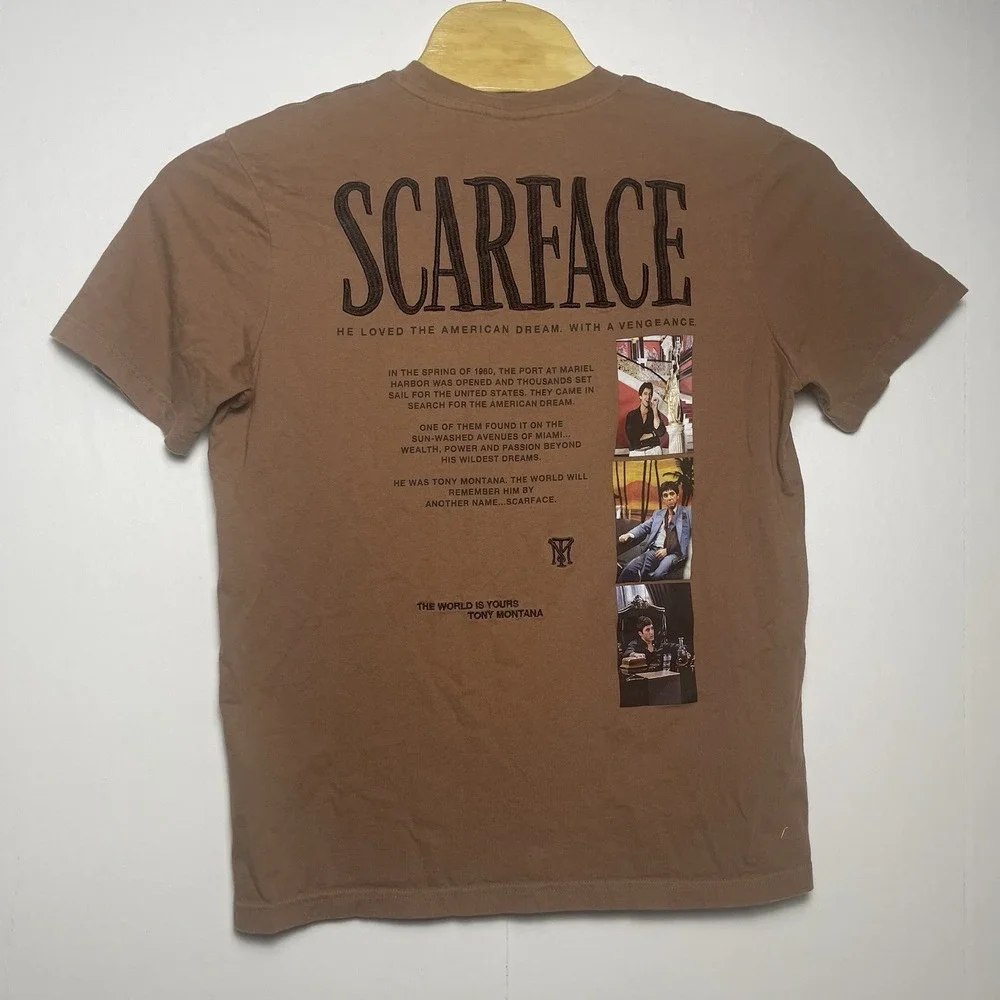 Scarface Shoe Palace Large T-Shirt Tee Brown Embroidered Pacino Montana Movie